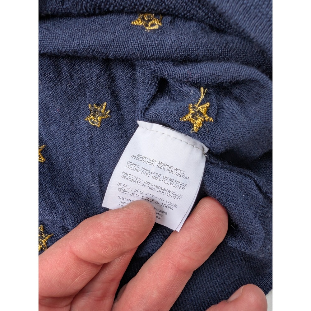 J Crew Merino Wool Womens Sweater Medium Navy Blue Stars Long Sleeve - Picture 4 of 9